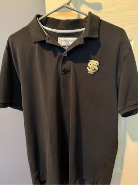 Southern Tide Black Polo with Gold Embroidered Crest